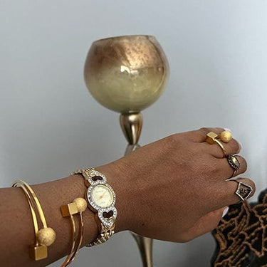 Geometric Double Row Bangle Set