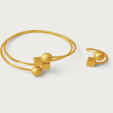 Geometric Double Row Bangle Set