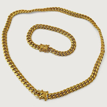 Cuban Chain Necklace and Bracelet Set