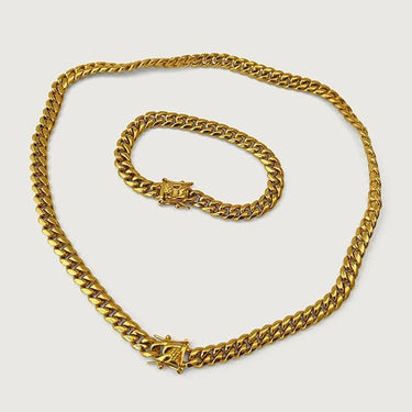 Cuban Chain Necklace and Bracelet Set