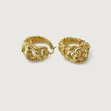 Ava Woven Huggie Gold Earrings in 18k Gold