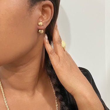 Zaya Crystal Ball Screw-back Earrings in solid 18k Gold