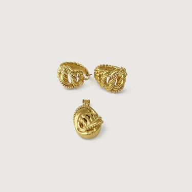 Ava Woven Huggie Gold Earrings in 18k Gold