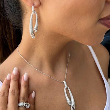 Zircon Hinged U-shaped Jewelry Set