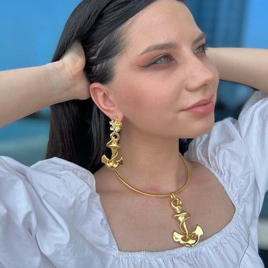 Bold Anchor Cross Jewelry Set