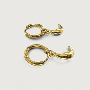 Mini Huggie Hoop Moon Face Charm Earrings
