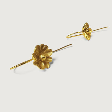 Dina Flower Long Drop Earrings in Sterling Silver