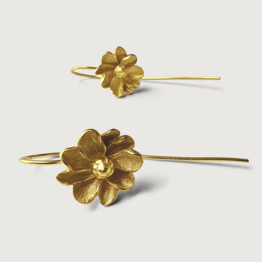 Dina Flower Long Drop Earrings in Sterling Silver