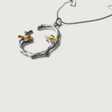 Natura Friendly Bird Drop Earring & Pendant Set in Sterling Silver