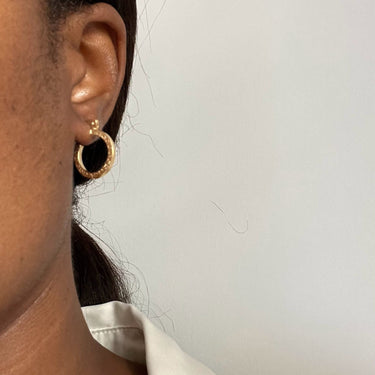 Yeneh Textured Mini Hoop Earrings in 18k Gold