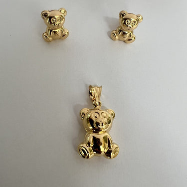 Gold Bear Muse Earring & Pendant Set in 18k Gold