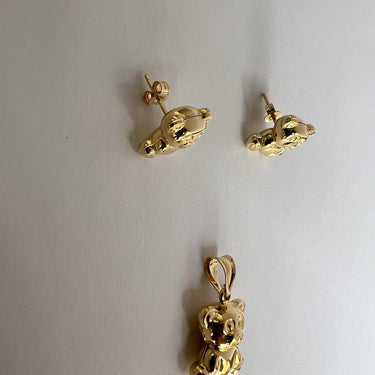 Gold Bear Muse Earring & Pendant Set in 18k Gold