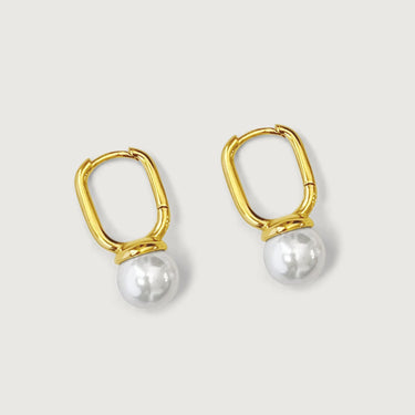 Pearl Drop Huggie Hoop Earrings