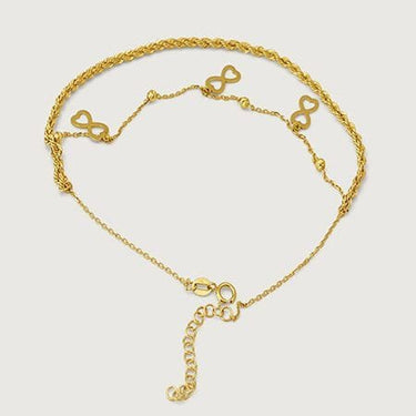 Dangling Eight Rope Anklet in 18K Gold