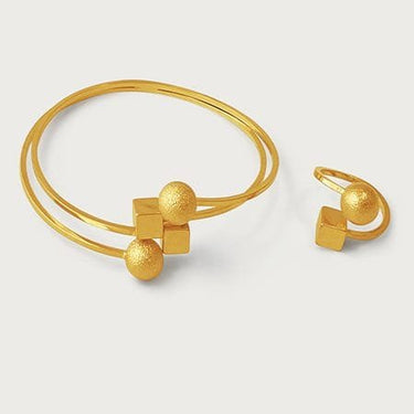 Geometric Double Row Bangle Set