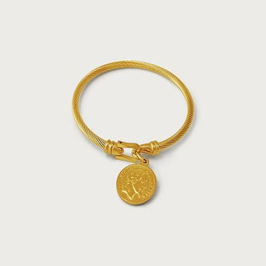 Coin Tag Charm Wire Bangle