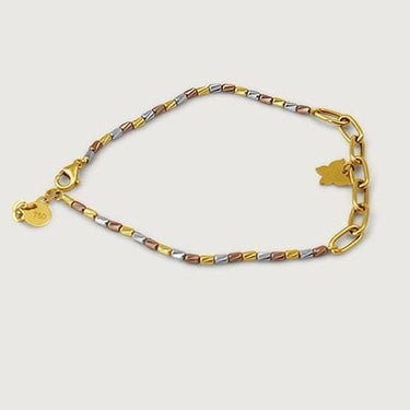 Dangling Star Tricolor Bracelet in 18K Gold