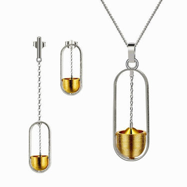 Sun-kissed Drop Ball Stud Earrings & Necklace Set in Sterling Silver