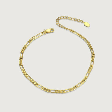 Figaro Chain Anklet in Sterling Silver