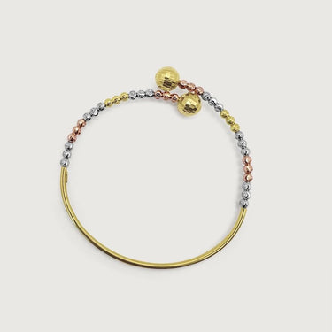 Kira Three Tone 18k Solid Gold Adjustable Bangle