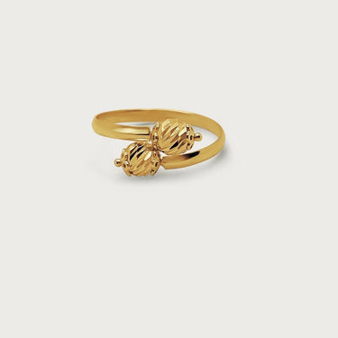Double Bead Ball Open Ring in 18k Gold