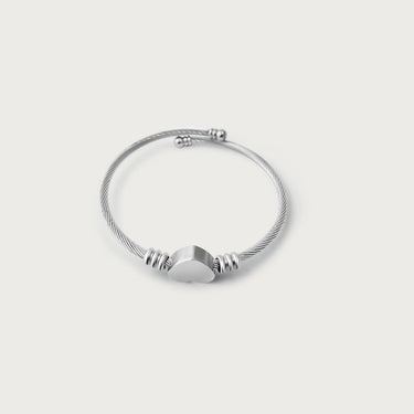 Solid Heart Wire Charm Bangle