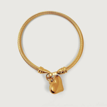 Heart Tag Wire Charm Bangle