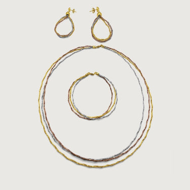 Tricolor Strand Muse Jewelry Set in 18k Gold