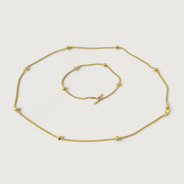 Fine Beads by the Yard Chain Necklace & Bracelet Set in 18K Solid Gold