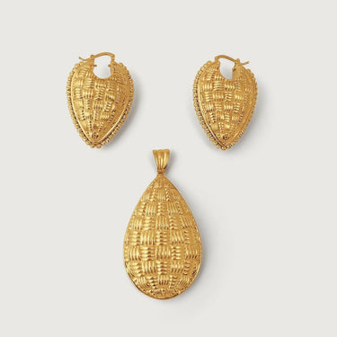 Palma Gold Earrings & Pendant Set in 18k Gold