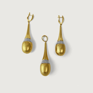 Thalia Muse Drop Earring and Pendant Set in 18k Gold