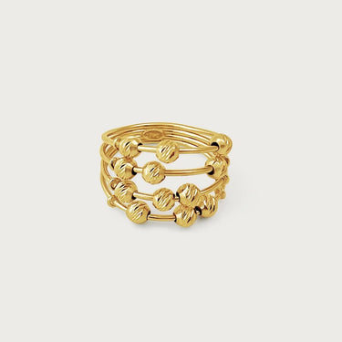 Aria Classic Bead Ring Stack in 18k Gold