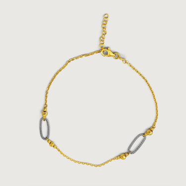 Two-tone Oval Links Chain Anklet in 18k Gold