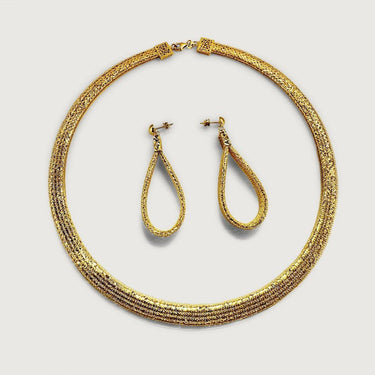 Eve Heirloom Lattice Choker Necklace & Earrings Set in18K Gold