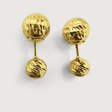 Zaya Crystal Ball Screw-back Earrings in solid 18k Gold