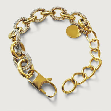 Adorna Paved Diamond Oval Links Bracelet