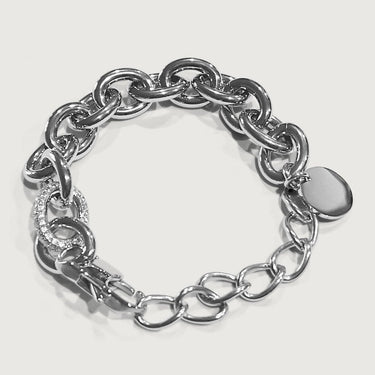 Oval Links One Paved Diamond Bracelet-S