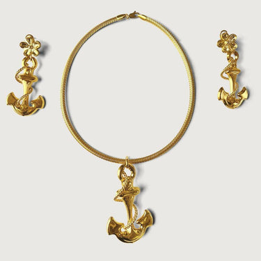 Bold Anchor Cross Jewelry Set