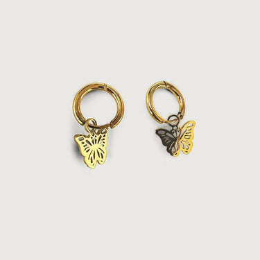 Mini Huggie Hoop Butterfly Charm Earrings
