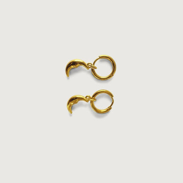 Mini Huggie Hoop Moon Face Charm Earrings