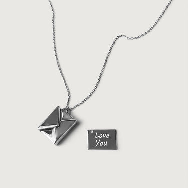 Love Message Envelope Chain Necklace in Sterling Silver