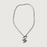 Silver Heart Chain Link Choker Necklace-S in Sterling Silver