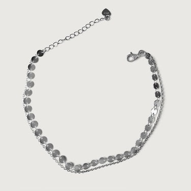 Aira Double Row Anklet in Sterling Silver