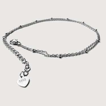 Ball Muse Double Chain Anklet in Sterling Silver