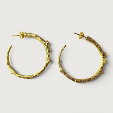 Vintage Peridot Woody Hoop Earrings in Sterling Silver