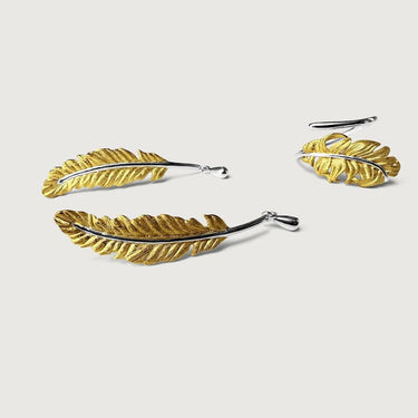 Two-tone Feather Muse Stud Earrings & Ring Set in Sterling Silver