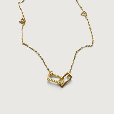 Lock Buckled Zircon Pendant Choker Necklace in Sterling Silver