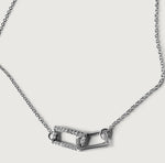 Lock Buckled Zircon Pendant Choker Necklace in Sterling Silver