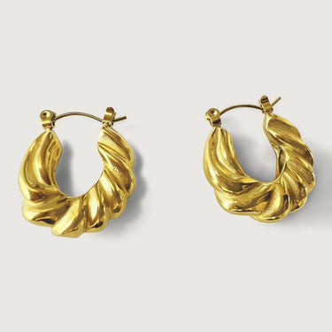 Geometric Swirl Chunky Huggie Hoop Earrings