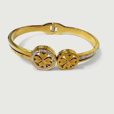 Geometric Hearts Pave Diamond Bangle